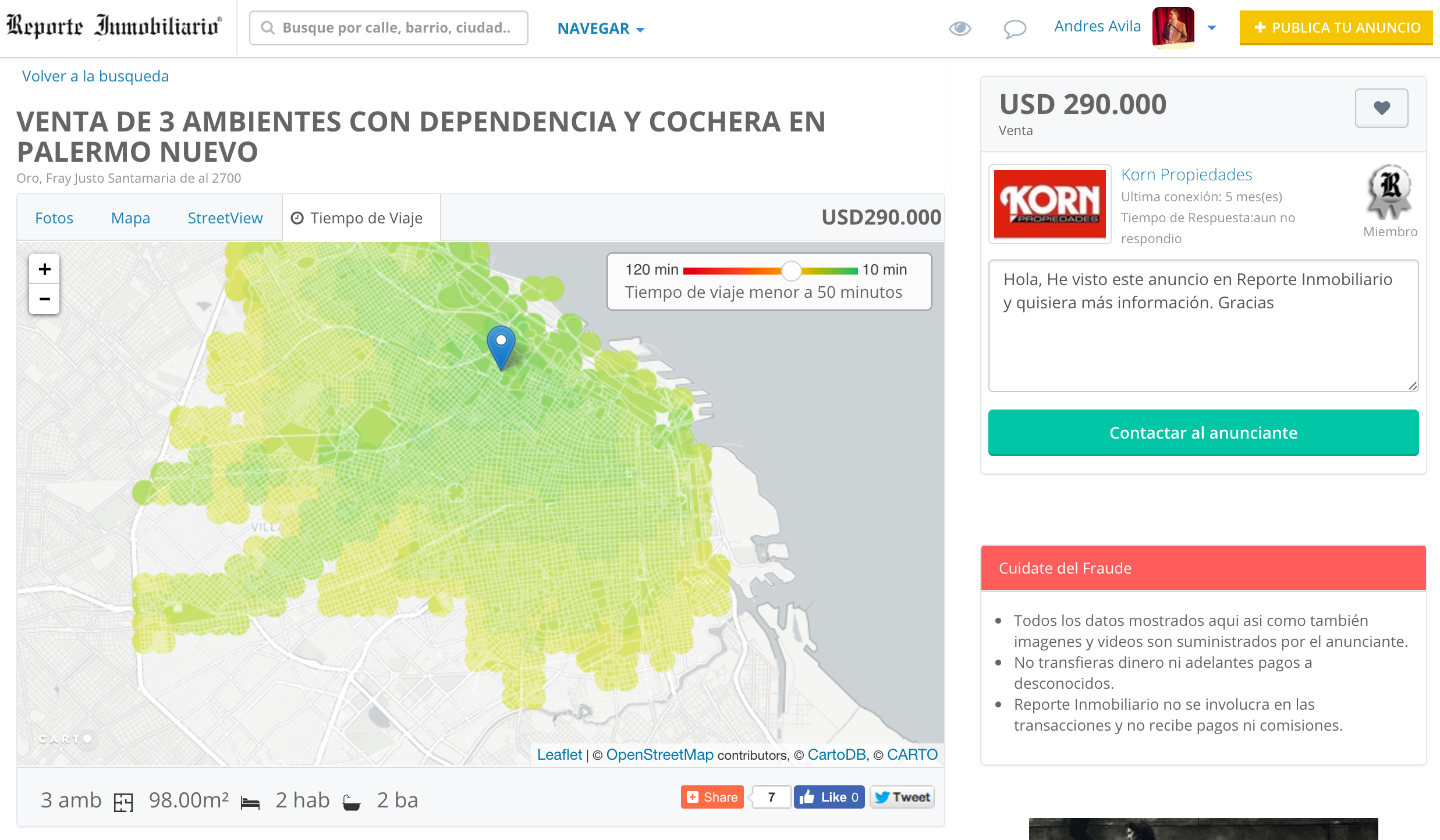 Calculá el tiempo de viaje del inmueble que te interesa en Reporte Inmobiliario