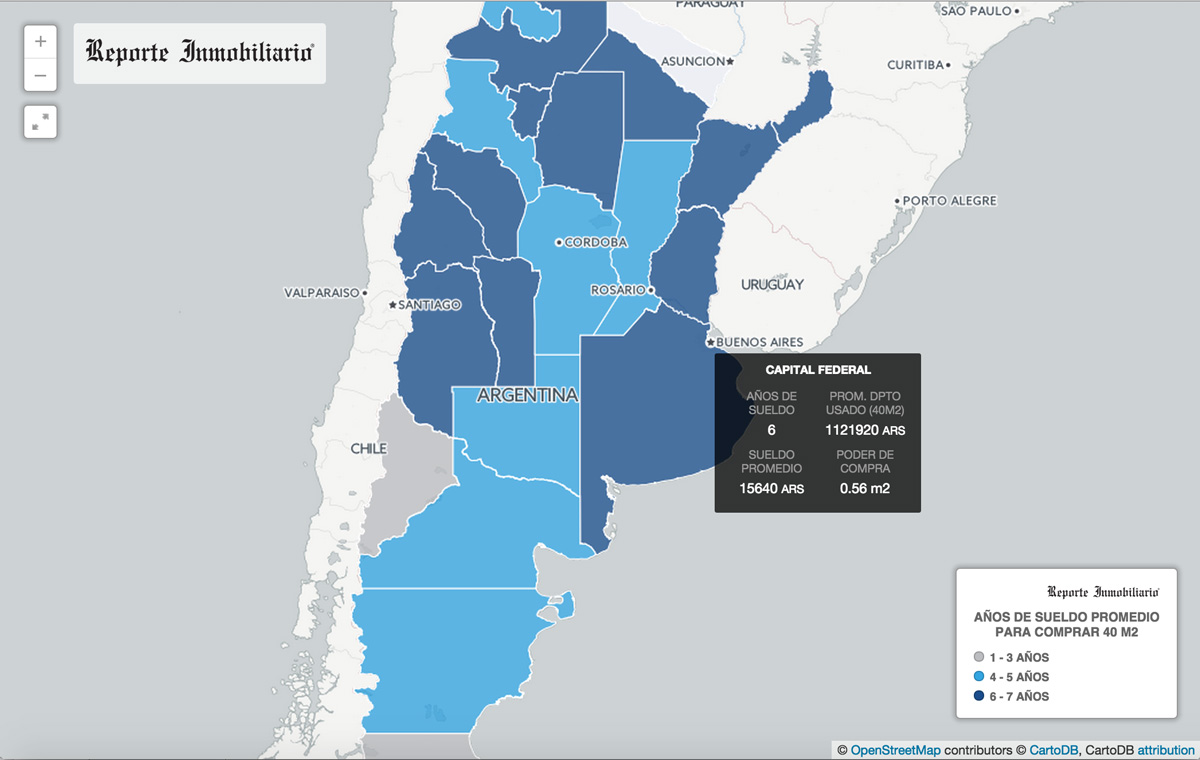 Poder de compra de vivienda del salario en la Argentina - Provincia por provincia